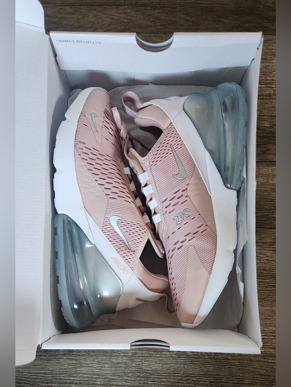 **NEW W BOX** Nike Airmax Air Max 270 Sz 10.5 Pink Oxford Rose Silver Metallique